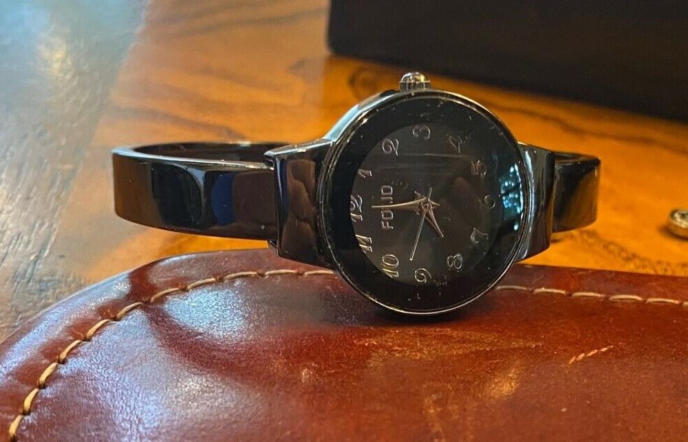 Women's 25mm Folio Bangle Bracelet Watch, Gunmetal Tone